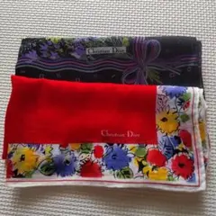 Christian Dior 花柄ハンカチ 2枚セット