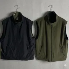 【希少•XL】OLDGAP ギャップ リバーシブル フリースナイロンベスト 黒緑