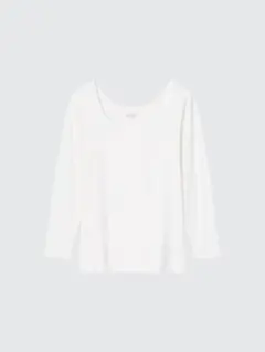 UNIQLO ユニクロ　ヒートテックUネックT/8分袖　レディース　白　Tシャツ