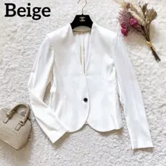 Beige ベイジ ノーカラージャケット ホワイト 4のサムネイル