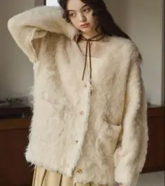 OLUN Shaggy knit cardigan