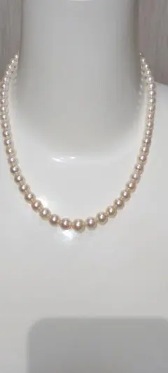 アコヤ真珠 ピンク系 ネックレス 照り良 約42cm サイズ6.5-7mm SV 