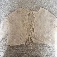 LOWRYSFARM 2WAYメッシュリボンカーデロングスリーブ