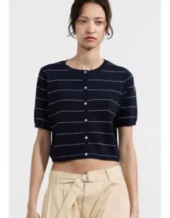 【ZARA】ストライプ柄ニットクロップドジャケット
