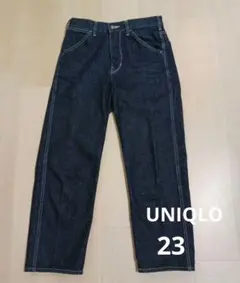 ユニクロ ワイド デニム ダークブルー インディゴ ストレートレッグデニム