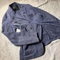 T-JACKET アンコンジャケット コットンニット L ネイビー　ペンチェックのサムネイル