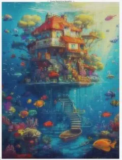 ダイヤモンドアート　水中　海　魚