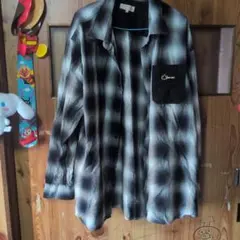 チェック柄シャツ 5Lサイズ ブラック/ホワイト