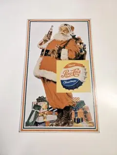 ペプシコーラ　ブリキ看板　サンタクロース