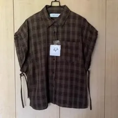 THE YOn ドロストカフフレンチスリーブチェックシャツ