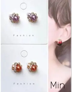 ビジュー ピアス ハンドメイド イヤリング変更可 ハート - メルカリ