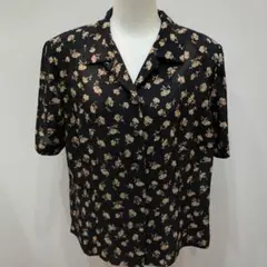 sh4264 BURBERRY　花柄 半袖 ブラウス ブラックのサムネイル