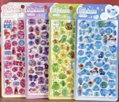 4枚セット⭕️3D ぷくぷく シール 硬い 立体 ちゅるちゅる ぷっくり 平成