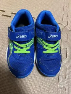 asics キッズスニーカー 青/緑 ベルクロ式