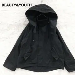 BEAUTY&YOUTH　フードマウンテンパーカー 撥水 S ブラック　ジップ