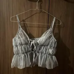 Dazyグレーリボンシフォンシースルービスチェ