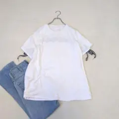 【アズノウアズピンキー】バックレースアップゆったり半袖Tシャツ『F』ホワイトのサムネイル