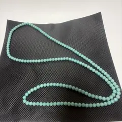 【美品】ターコイズブルー　丸玉ロングネックレス