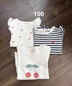 プティマイン　長袖カットソー 3枚セット 100