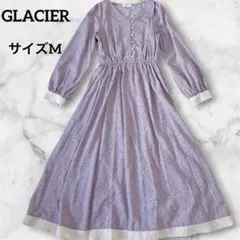 GLACIER （M）薄紫色 花柄 ロングワンピース 裏地あり　春夏