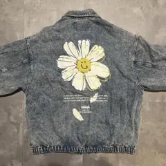 デニム ジャケット ブルゾン マークゴンザレス 花柄 バックプリント M