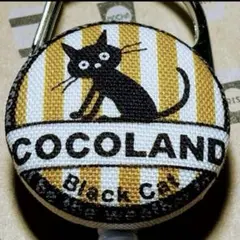 リールキーホルダーＴ410★ハンドメイド　黒猫♡ココランド