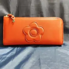 MARY QUANT　オレンジ 花モチーフ 長財布
