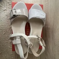 oriental traffic ホワイトバックストラップウェッジサンダル LL