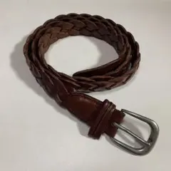 【希少】ヴィンテージ 本革 レザー メッシュベルト ブラウン 編み込み