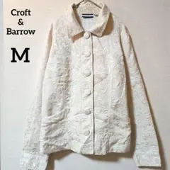 Croft & Barrow アイボリー刺繍ジャケット M くるみボタン