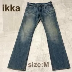 ikka イッカ　フレアデニム M ブーツカット ベルボトム ヴィンテージ加工のサムネイル