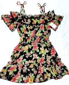 【新品】FOGGIA フォッジア 花柄 オフショルダー フリル ワンピース（M）
