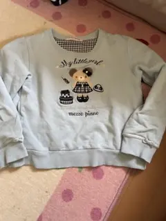 可愛い メゾピアノ 140 s 刺繍 くまちゃん 水色 メイク