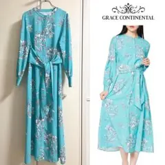 GRACE CONTINENTAL フラワープリントロングシャツワンピース