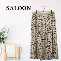 zG1165【F】SALOON プリーツスカート ギャザー ヒョウ柄 ロング丈