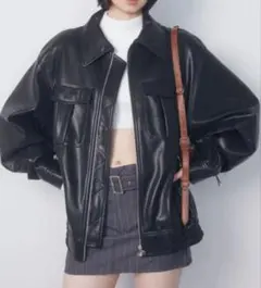 EMODA フェイクレザーオーバーブルゾン（ブラック）