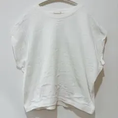 GU Tシャツ 半袖 フレンチスリーブ 白 ショート丈 クルーネック　M