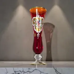 MURANO ムラノ 金彩 スワン モチーフ レッド グラス - メルカリ