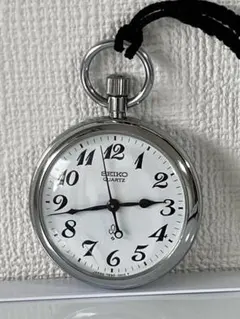 SEIKO　クォーツ　鉄道懐中時計　稼働品　新品電池交換済み　下げ組紐付き