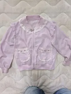 薄紫 フリル付き薄手カーディガン 120cm　axes femme kids