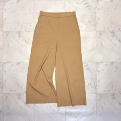 セオリーリュクス ワイドパンツ リネン混 ウエストゴム クロップド M ベージュ