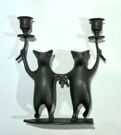ヴィンテージ 真鍮製 猫の置物 躍動感 2体セット アンティーク - メルカリ