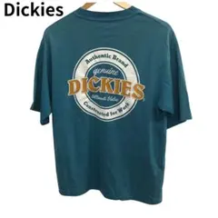 ディッキーズ バックプリント Tシャツ 青　シンプル　ワンポイント刺繍　丸首　M
