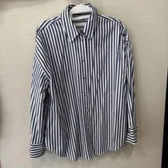 ZARA ネイビーとホワイトストライプ 長袖シャツ M