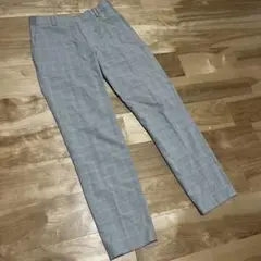 ユニクロ　グレー チェック柄 スリムフィットパンツ