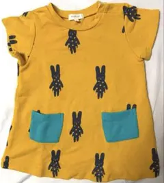 HusHusH キッズ 半袖Tシャツ ウサギ柄 イエロー 90のサムネイル