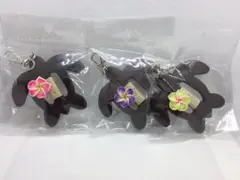 ハワイアン ホヌ ウッド キーホルダー バッグチャーム お花 ハワイ匿名配送