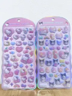 国内正規品　2枚セット　コットンパフィシール　サンリオ　キティ　クロミ　マイメロ