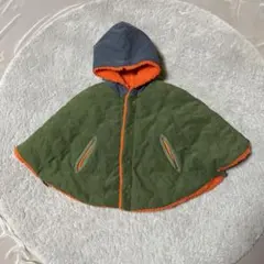 branshes リバーシブル オリーブグリーン オレンジ フード付き ポンチョ