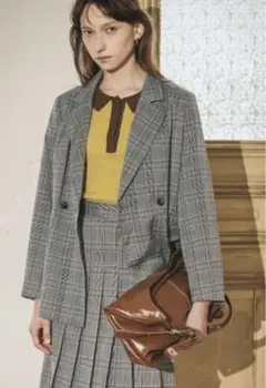 RE:EDIT チェック柄 グレー ダブルテーラードジャケット M